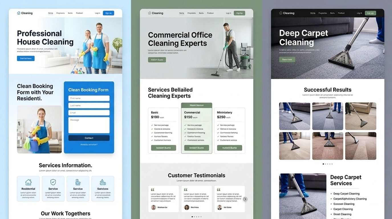 Je vais créer la Landing Page professionnelle pour vos services de nettoyage